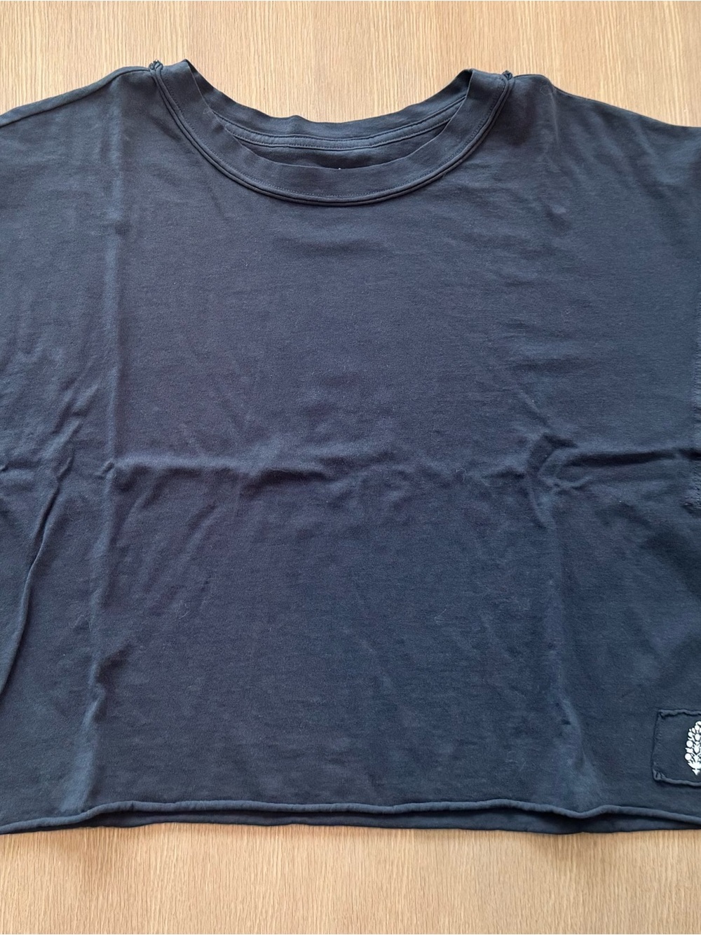 Free People Black Short Sleeve Crewneck Tee
